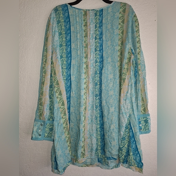 NWT Simply Noelle BoHo Long Sleeve Tie Neck Tunic Blouse Women's Size XXL - Picture 2 of 12
